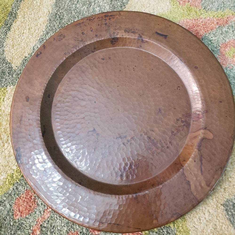Hammered Copper Plate Charger /  Serving Tray - Picture 5 of 5